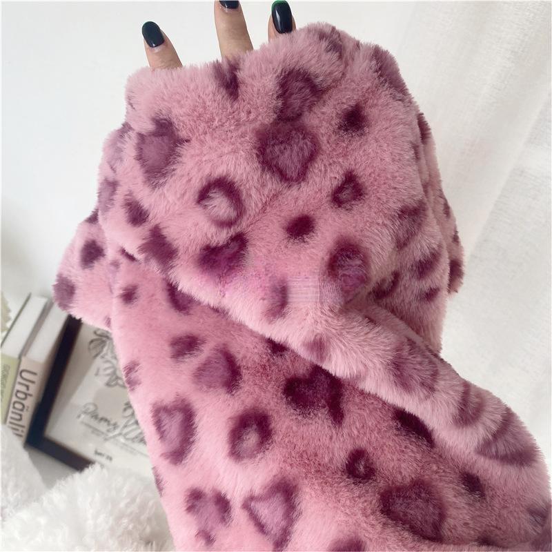 KFX-7575485 Warm Plush Cat Hoodie in Pink Leopard Print for Pets