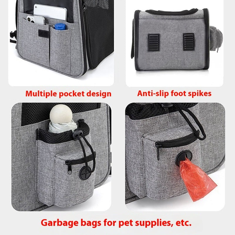 KFX-7615165 Portable Breathable Foldable Pet Bag - 35L Capacity in Gray and Blue