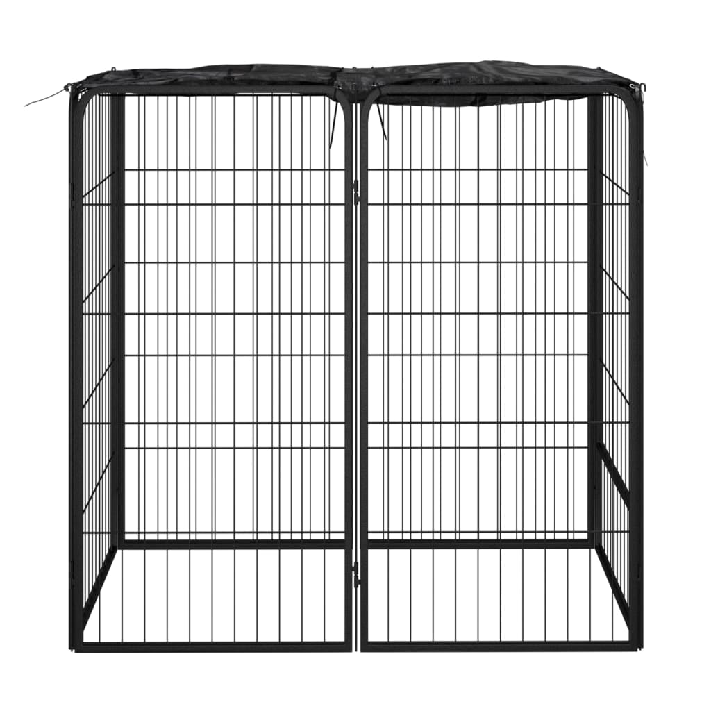 KFX-7629501 Sturdy 6-Piece Black Dog Playpen with Secure Lock and Easy Setup, Powder-Coated Steel Construction