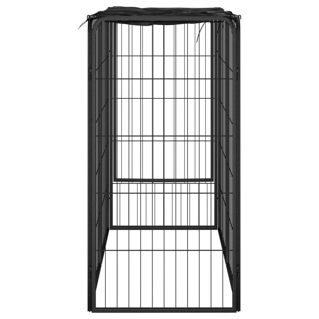KFX-7629501 Sturdy 6-Piece Black Dog Playpen with Secure Lock and Easy Setup, Powder-Coated Steel Construction