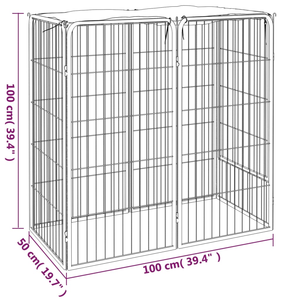 KFX-7629501 Sturdy 6-Piece Black Dog Playpen with Secure Lock and Easy Setup, Powder-Coated Steel Construction