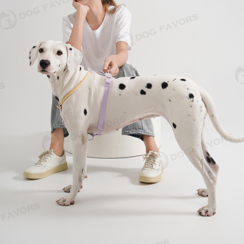 KFX-7652925 Adjustable Dog Traction Vest and Collar Set with Leash - Available in Purple and Pink