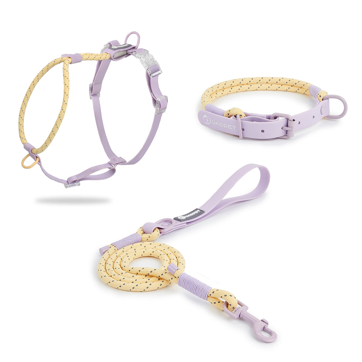 KFX-7652925 Adjustable Dog Traction Vest and Collar Set with Leash - Available in Purple and Pink