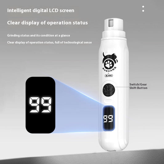 KFX-7655229 Electric Pet Nail Piercing Device with 3-Speed Adjustment and Power Display