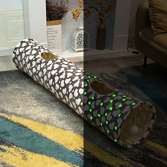KFX-7662269 Glow In The Dark Rolling Dragon Cat Tunnel - Flannel, 120x25cm, Patterns: Love, Stars, Lines, Moon