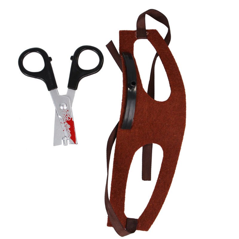 KFX-7667773 Pet Halloween Headdress Hat with Fun Props - Axe, Scissors, Saw, Syringe, Hammer, Wrench, Wine Bottle, Pliers, Sizes S & M