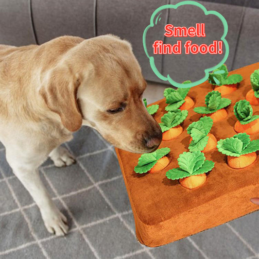 KFX-7682877 Durable Carrot Plush Chew Toy for Dogs and Cats with Interactive Snuffle Mat Design