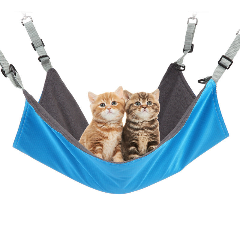 KFX-7697341 Adjustable Dual-Sided Pet Hammock for Cats and Small Dogs - Plush & Waterproof, Space-Saving Design, Easy to Clean