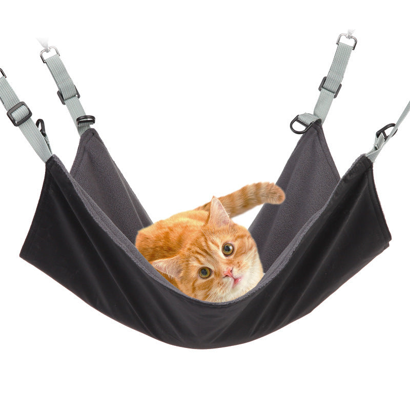 KFX-7697341 Adjustable Dual-Sided Pet Hammock for Cats and Small Dogs - Plush & Waterproof, Space-Saving Design, Easy to Clean