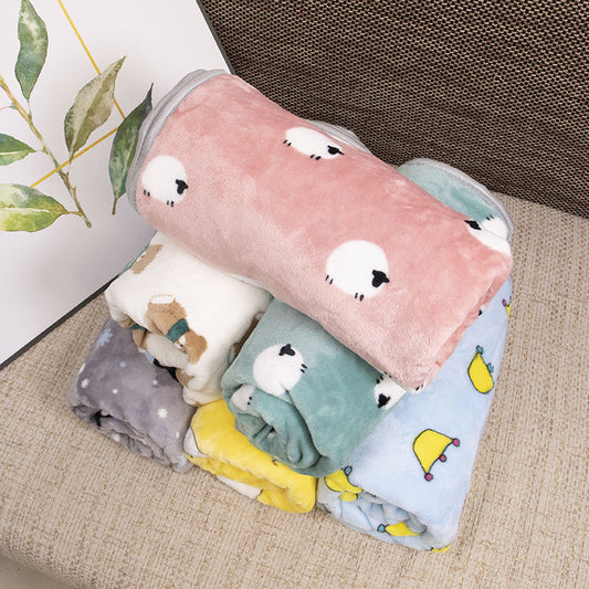KFX-7822909 Cartoon Printed Flannel Coral Pet Blanket - Available in Various Designs and Sizes