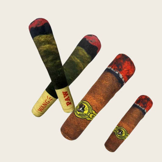 KFX-7874749 Plush Cigar Sound Toy for Pets - Brown and Green Variants Available