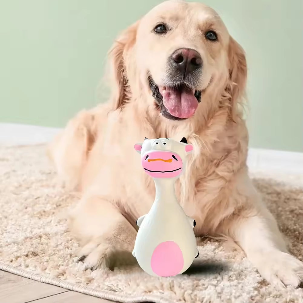 KFX-7879485 Interactive Latex Dog Chew Toy Set - 4 Cartoon Shaped Toys for Dental Health and Anxiety Relief