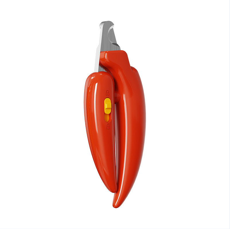 KFX-7884605 Chili Pepper Shaped Pet Nail Clippers with LED Light for Dogs and Cats