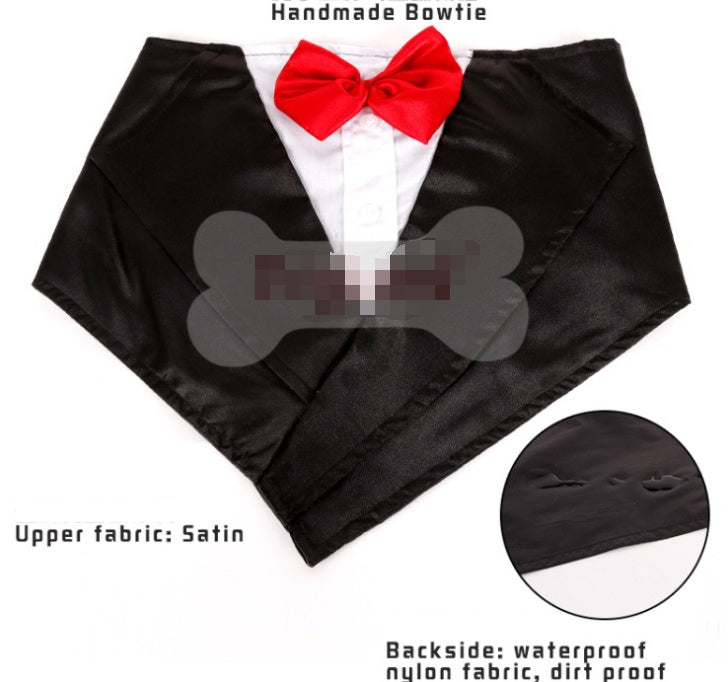 KFX-7887165 Large Triangular Dog Scarf for Weddings - Adjustable Neck Size 57-67cm, Silk Fabric with Waterproof Nylon Backing, Available in Red, Blue, and Purple