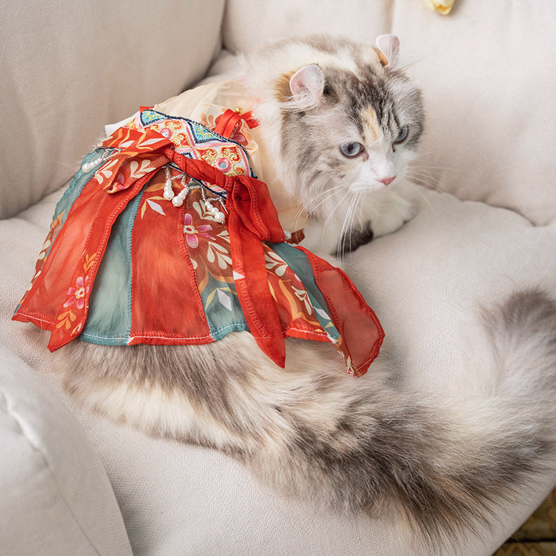 KFX-7965245 Red Princess Style Cat Skirt Hanfu - Anti Hair Loss, Sizes S to XXL