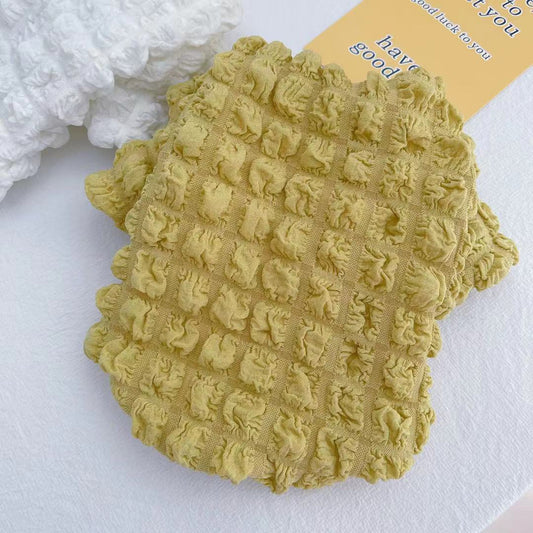 KFX-7968701 Cozy Plush Teddy Bear Checkered Sweater for Pets in White and Mustard Yellow