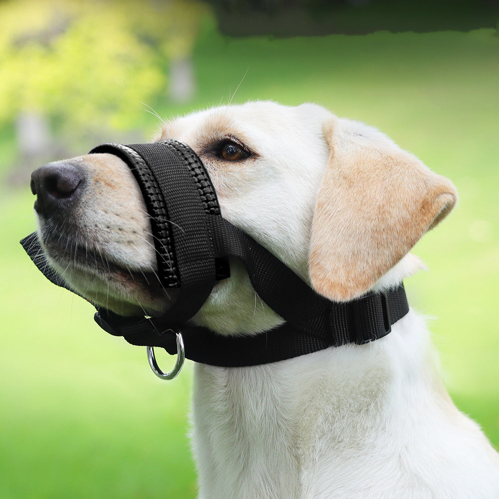 KFX-8038589 Breathable Nylon Dog Muzzle Set for Training and Bark Control, Adjustable with Stripes