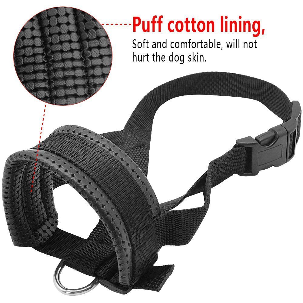 KFX-8038589 Breathable Nylon Dog Muzzle Set for Training and Bark Control, Adjustable with Stripes