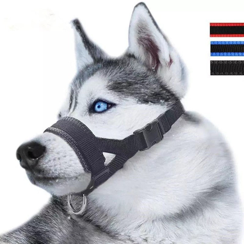 KFX-8038589 Breathable Nylon Dog Muzzle Set for Training and Bark Control, Adjustable with Stripes