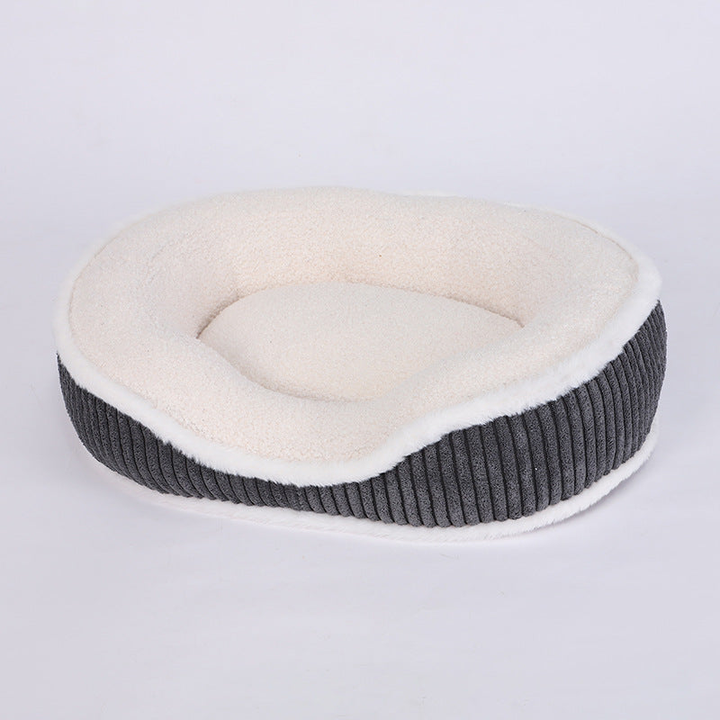 KFX-8052285 Cozy Plush Pet Bed for Autumn-Winter - Soft, Comfortable, Detachable, Thick Cushion for Pets