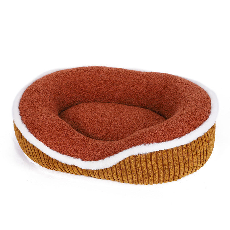 KFX-8052285 Cozy Plush Pet Bed for Autumn-Winter - Soft, Comfortable, Detachable, Thick Cushion for Pets