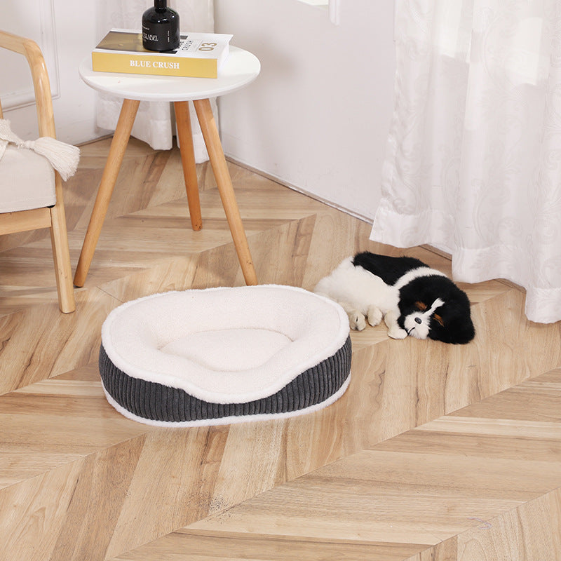 KFX-8052285 Cozy Plush Pet Bed for Autumn-Winter - Soft, Comfortable, Detachable, Thick Cushion for Pets