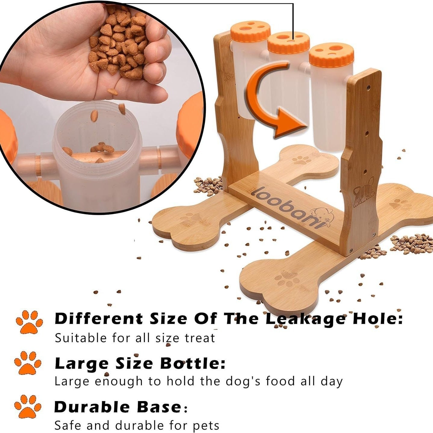 KFX-8060989 Interactive Wooden Dog Puzzle Toy - Snack Dispenser Feeder for Pets
