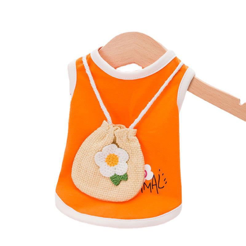 KFX-8068157 Breathable Orange Woven Cat Vest for Summer Comfort
