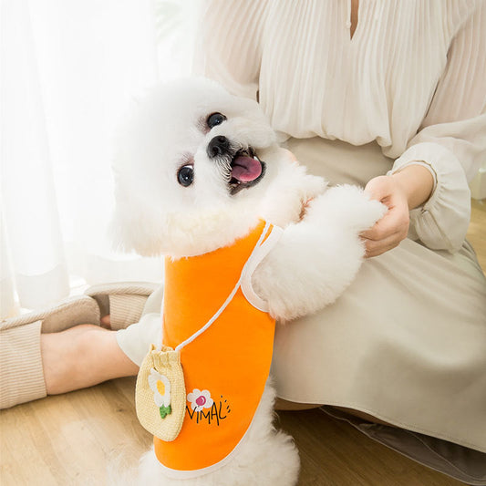 KFX-8068157 Breathable Orange Woven Cat Vest for Summer Comfort