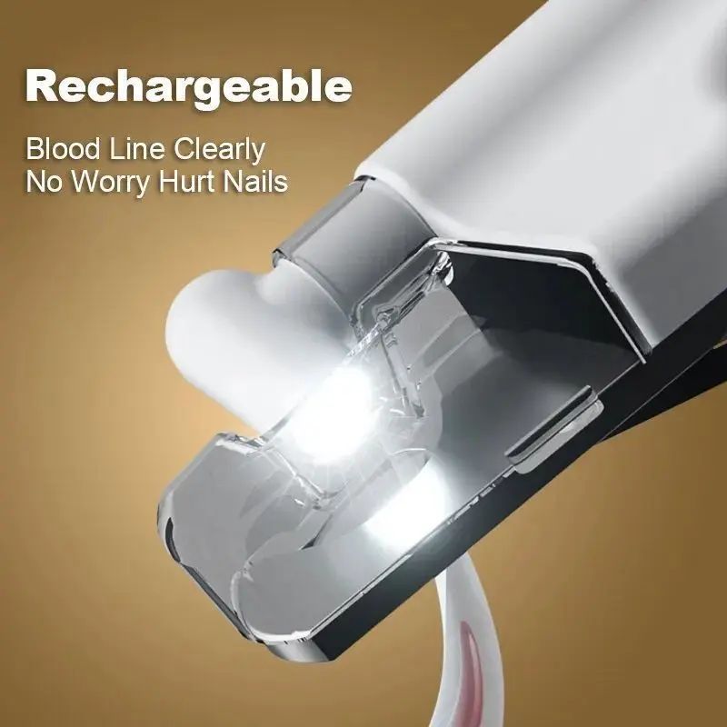 KFX-8081213 Rechargeable Pet Nail Clippers with LED Light for Safe and Precise Trimming of Dogs and Cats