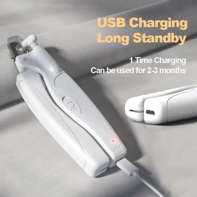 KFX-8081213 Rechargeable Pet Nail Clippers with LED Light for Safe and Precise Trimming of Dogs and Cats
