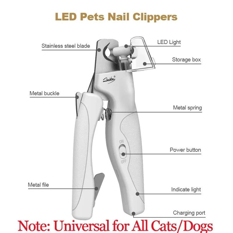 KFX-8081213 Rechargeable Pet Nail Clippers with LED Light for Safe and Precise Trimming of Dogs and Cats
