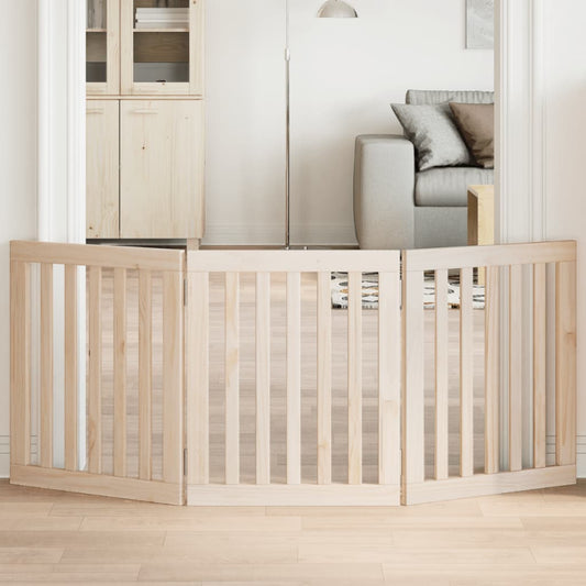 KFX-8088253 Foldable 3-Panel Dog Gate in Poplar Wood - 150 cm Long Activity Barrier