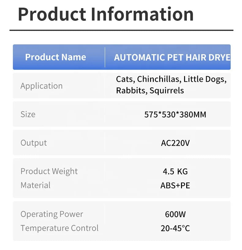 KFX-810195 Eco-Friendly Ultra Quiet 55L Pet Dryer Cabin with 5-90 Min Timer for Cats and Small Animals