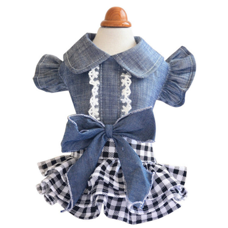 KFX-8129085 Pet Denim Summer Dress with Flying Sleeves for Small Dogs