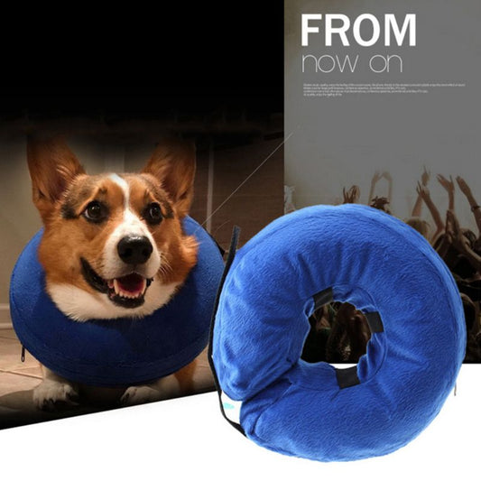 KFX-8136893 Inflatable Recovery Collar for Pets - Adjustable Anti-Bite and Anti-Lick PVC Cone