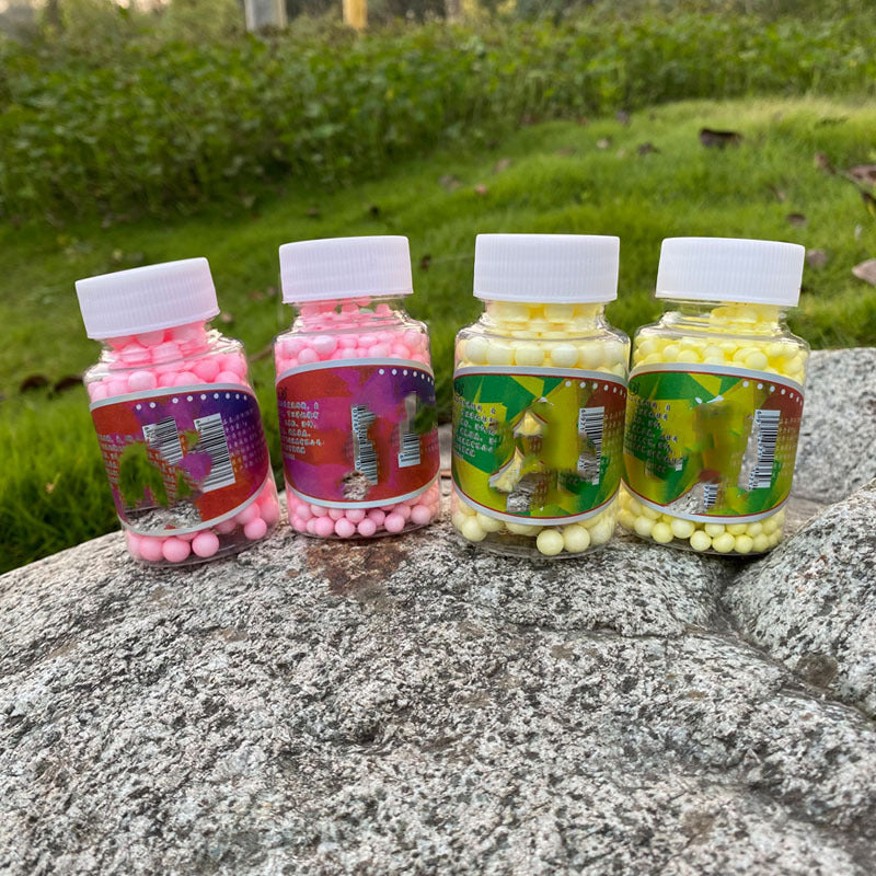 KFX-8187325 Floating Foam Bait for Carp Fishing - Yellow Fruit Sweet & Pink Aroma, 4-9mm Granular Size