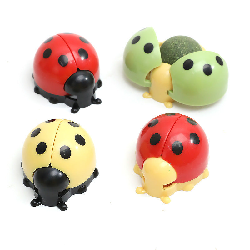 KFX-8207165 Ladybird Catnip Ball Toy for Pet Relaxation and Dental Care - Various Colors Available