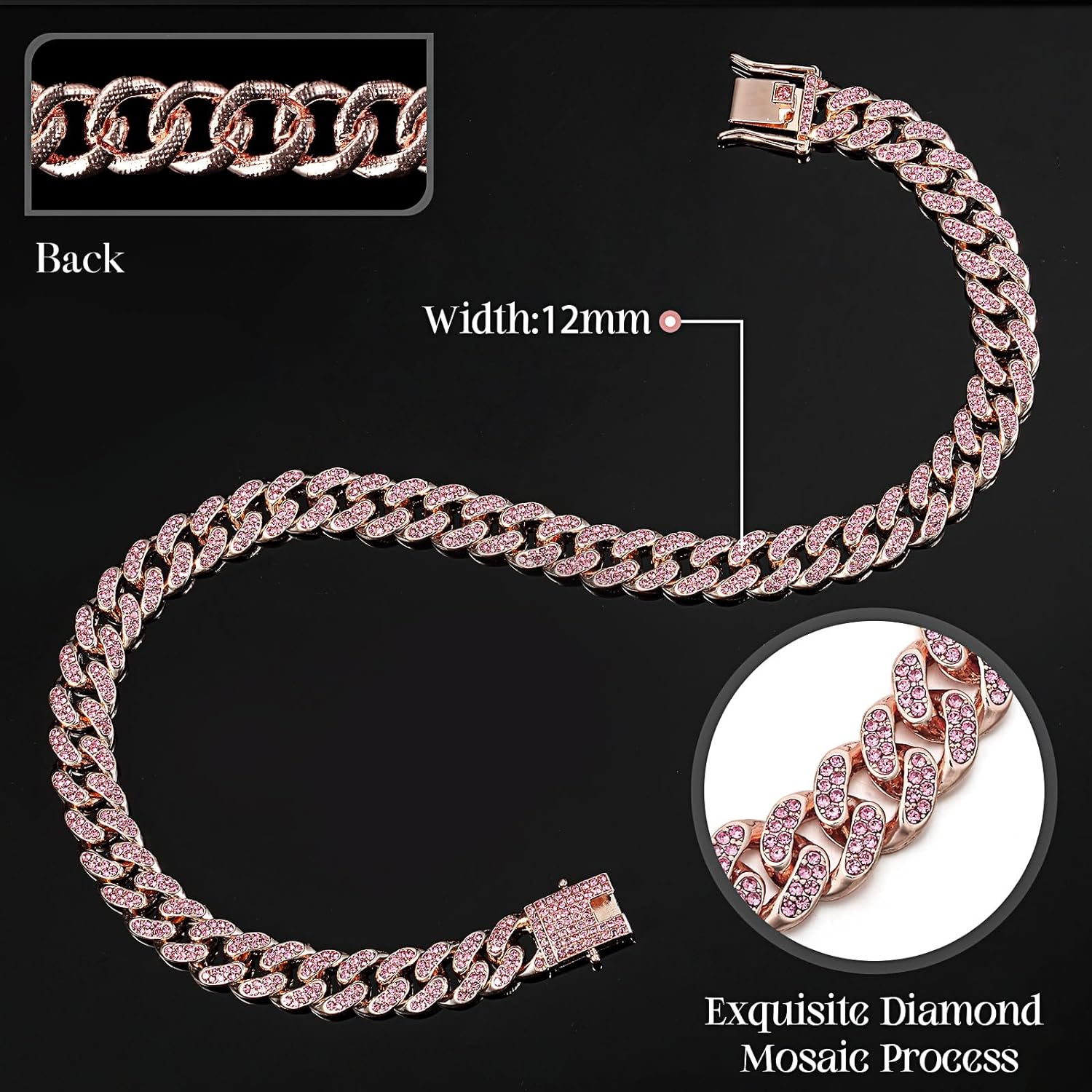 KFX-8209981 Elegant Metal Pet Necklace with Crystal Accents for Small to Large Dogs and Cats