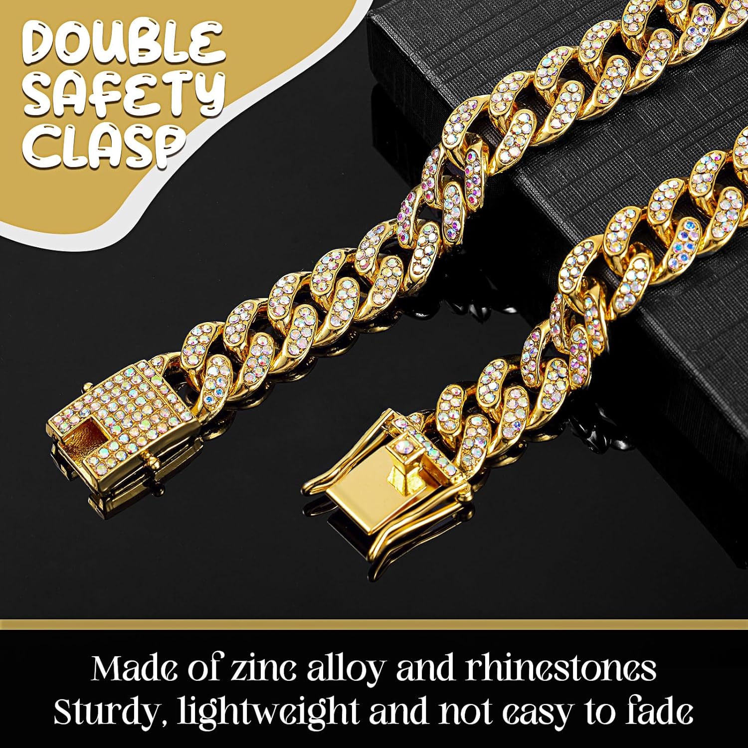 KFX-8209981 Elegant Metal Pet Necklace with Crystal Accents for Small to Large Dogs and Cats