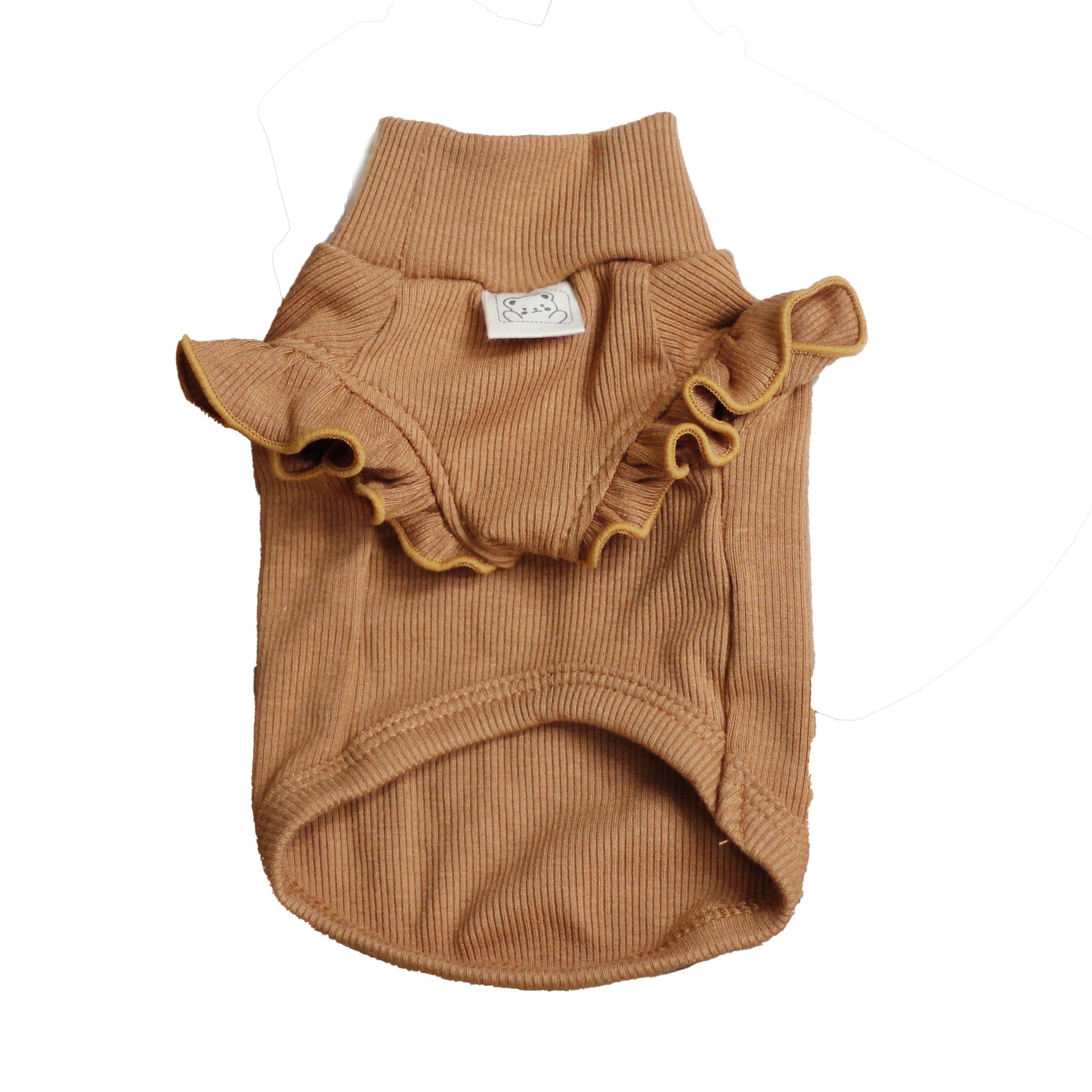 KFX-8227389 Cartoon Suspender Skirt Dress for Small Dogs, Cotton Fabric, Brown and White Options, Sizes XXS to XL
