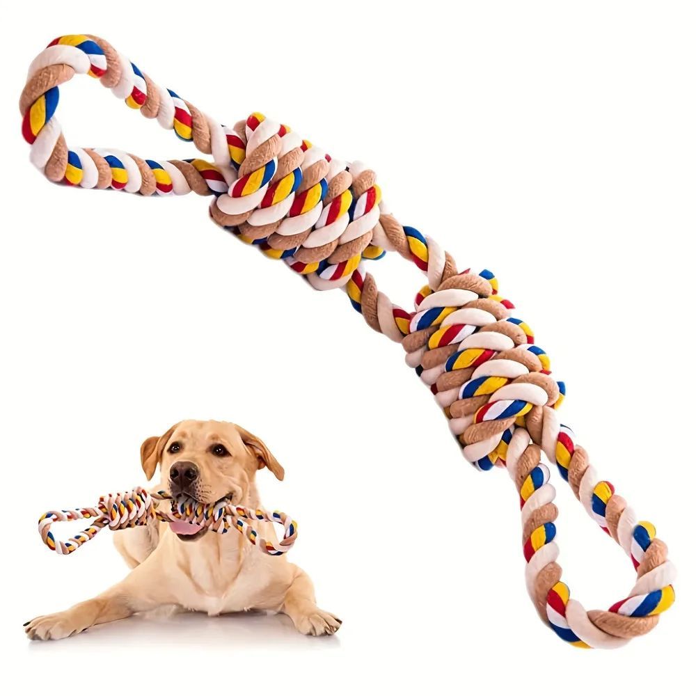 KFX-8272701 Large Rope Knot Toy for Dogs and Cats - Teeth Grinding and Boredom Relief Chew Toy for Interactive Play