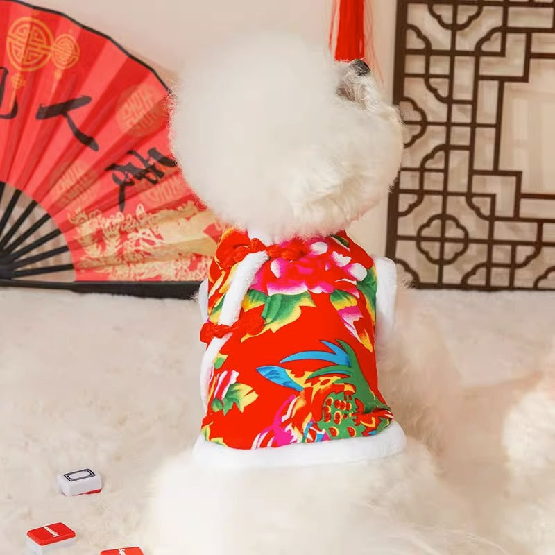 KFX-8281277 Winter Flower Padded Jacket for Corgis, Teddy Bears, and Pomeranians