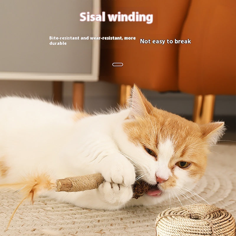 KFX-8285629 Cat Teeth Grinding Rod - Wooden Polygonum Tooth Care Tool for Cats