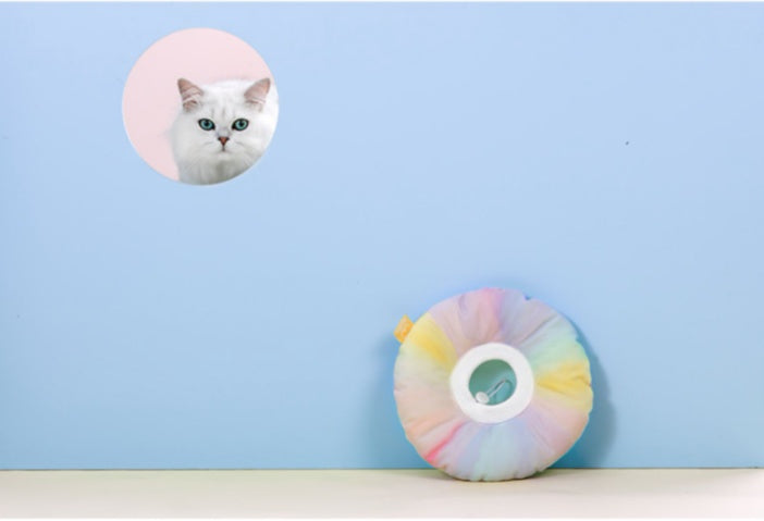 KFX-8313149 Rainbow Gradient Soft Waterproof Pet Sterilization Ring for Cats and Small Dogs