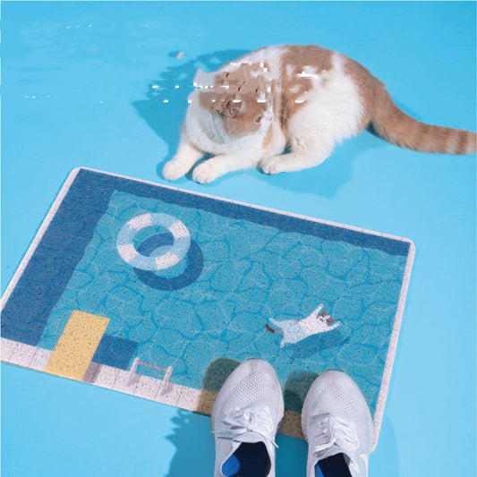 KFX-8314429 Cat Rubbing Swimming Pool Sand Basin - PVC Material, 400mm x 600mm, Foot Pad Included