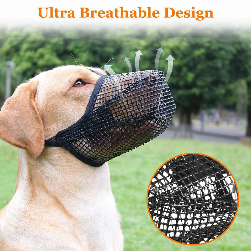 KFX-8333501 Fashionable Dog Mouth Cover Mask for Small to Extra Large Breeds - Available in Black and Gray