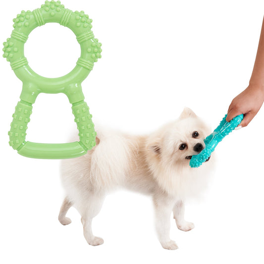 KFX-8379581 Interactive Dog Chewing Toy with Teeth Grinding Function and Pull Ring Design