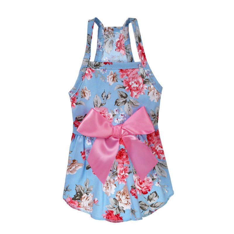 KFX-8456765 Charming Princess Summer Dress for Pets in Various Floral and Polka Dot Designs