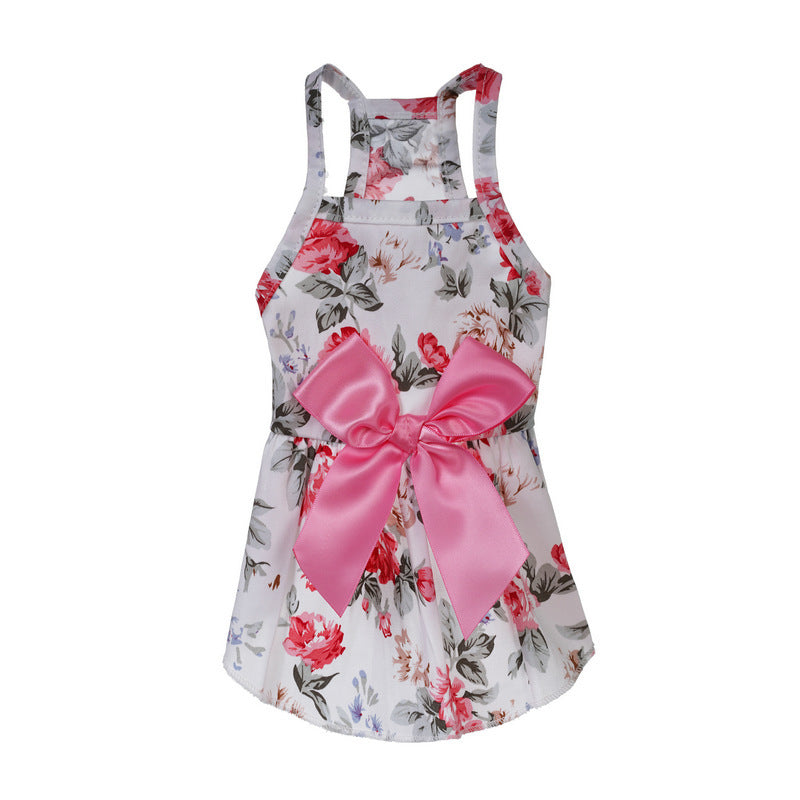 KFX-8456765 Charming Princess Summer Dress for Pets in Various Floral and Polka Dot Designs